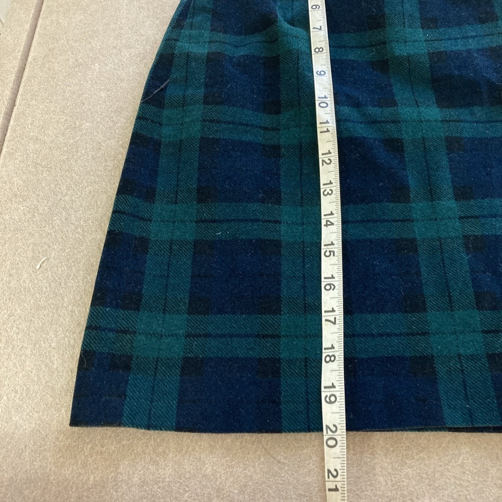 TALBOTS Blackwatch Tartan Plaid Velveteen A-Line Skirt Sz 6 Ruffle Trim Pockets - Picture 10 of 11